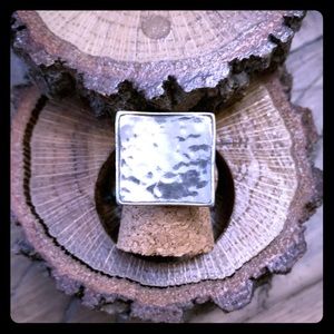 Silpada Square Hammered Silver Ring